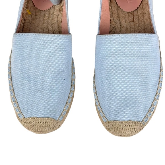 J. CREW ZX894 FADED CHAMBRAY BLUE CANVAS CLASSIC ANKLE TIE ESPADRILLE FLATS - Picture 9 of 13